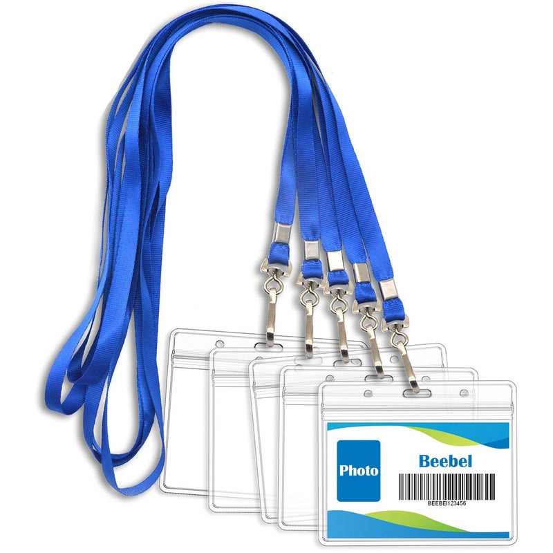 Beebel ID Badge Holder Lanyards with Waterproof Badge Card Bulk Lanyard for Name Tags Holders(Blue) - Image 1